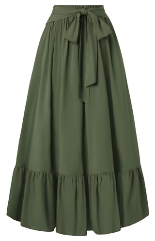 SCARLET DARKNESS Renasissance - Falda tradicional para mujer, estilo vintage, elástica, cintura alta, verde oscuro, M