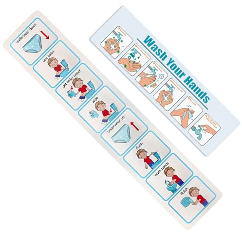 Tabla de Entrenamiento para IR al baño Paso a Paso, Ayuda Visual, Calendario Visual Autoadhesivo para niños, 2 uds.