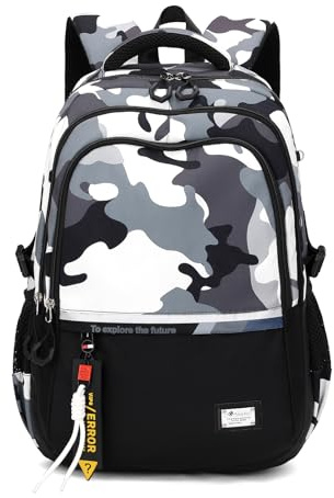 Amythe Sac à Dos pour Garçons Primaire College Tendance Léger, Noir | Cartable Scolaires pour Garçons 9-18 ans, 32 Litres Sac a Dos Loisir Adolescents Grande Capacité Convient pour le Trolley