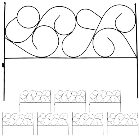 Relaxdays Valla metálica para parterres, 8 módulos Estilo Art Nouveau, 36x400 cm, Borde de jardín Negro