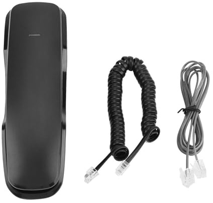 Väggtelefon med knappsats i luren, brusreducerande fast telefon, senaste nummer återuppringning tyst paus, väggmonterad sladdtelefon för äldre hem kök (Svart)