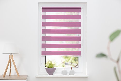 K-home Klemmfix Doppelrollo Madrid ohne Bohren Flieder 70 x 200 cm (B x L)