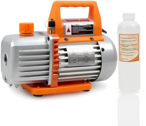 BACOENG 3.5CFM Vacuum Pump, 110V 1/3HP Single Stage Rotary Vane HVAC Vacuum Pump with Oil, for R12 R22 R134a R410a AUTO AC Refrigerant Recharging, Degassing Resin