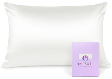 OLESILK Seide Kissenbezug Kissenhülle Haar- und Hautpflege mit Reißverschluss 16 Momme 1 Stück Elfenbein 40x80cm