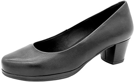 Desireé - Zapatos de salón de Cuero Real para Mujer, Negro 1050 - Tacón de 4,5 cm, Forro de Cuero y características de Confort TotalFlex - Hecho en España - Talla eu-38