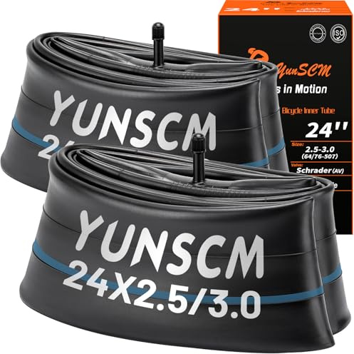 YunSCM 2-pack 24 tum fettrör 24 x 2,50/3.0 ETRTO 64/75-507 AV32 mm Schrader-ventil kompatibel med 24 x 2,50 24 x 2,60 24 x 2,80 24 x 3,0 elektrisk cykel/mountainbike tjocka däckslangar