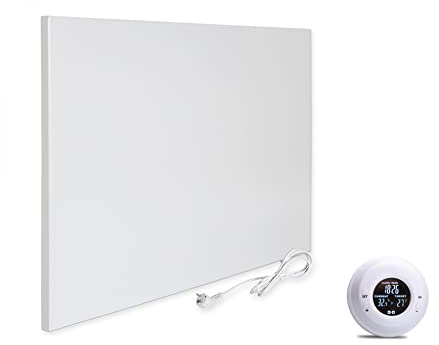 VIESTA® H400 Calefacción por infrarrojos 400 W – Panel 60×60 cm, Carbon Crystal, sin marco, pared/techo, IP20, TÜV/GS, protección contra sobrecalentamiento, incl. termostato inalámbrico TH20