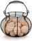 Flexzion Round Wire Basket - Chicken Egg Holder & Fruit/Vegetable Basket, Black, Rustic Farmhouse Decorative Egg Storage with Handle