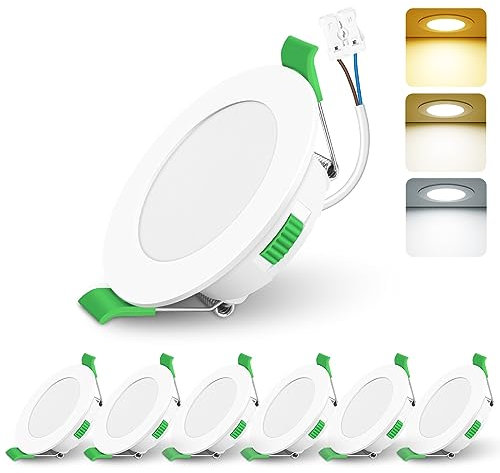 ALUSSO LIGHTING 6 Pack LED Downlights, LED Recessed Ceiling Lights 4W 310LM 230V, 55-68mm Cutout Dimmable,3CCT 3000K 4000K 6500K Adjustable, IP44 Suitable for Bathroom Living Room Kitchen,White