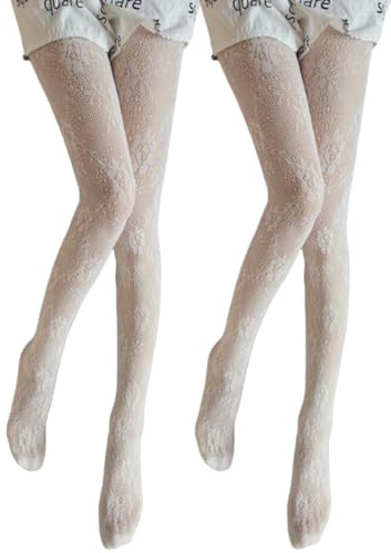Lolita White Lace & Floral Patterned Tights for Women - Fish-Net & Spotty Options