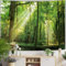 Skcess Wald Wandteppich Natur, Wandtuch Grün Tapisserie Wandbehang Landschaft Baum Sonnenaufgang Tapestry Wanddekoration für Schlafzimmer 300 x 260 cm