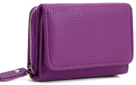 CHAOFANXI Damplånbok, trifold läder liten plånbok för kvinnor, plånbok damer plånbok liten plånbok plånbok med 6 kortfack, 1 sedelfack och 1 myntfack, lila