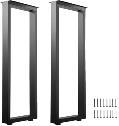 ALLCOS 36 Inch Metal Bar Table Legs, Heavy Duty Dining Table Leg Desk Legs with Adjustment Feet, Black, Set of 2