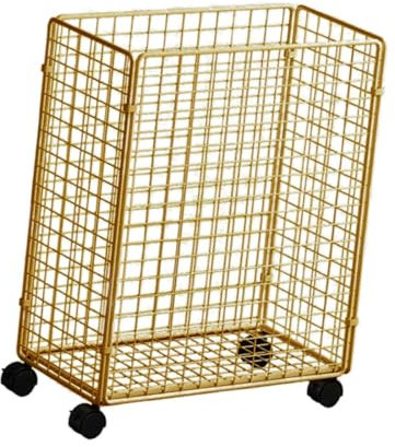 Perfeclan Aufbewahrungskorb für Yogamatten, Wäschekorb mit Rollen, Metalldrahtkorb, schmaler Aufbewahrungskorb für Heim-Fitnessgeräte für Schaumstoffrollen, Gold