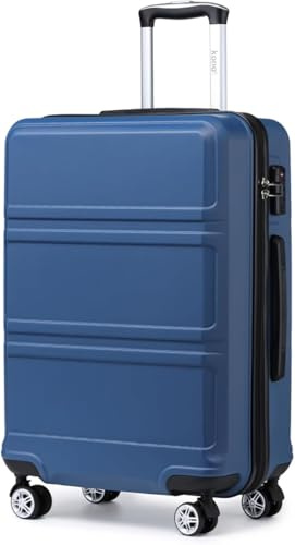 Kono Lightweight 4 Wheel ABS Hard Shell Medium Suitcase Sturdy 24 Trolley Travel Hand Carry-On Luggage with TSA Lock,(Navy, Medium 24)
