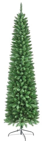 LEIVESTE- Albero di Natale Artificiale Slim Folto 210 Verde con 1080 Rami Realistici,Albero di Natale Alto e Stretto con Base in Metallo,Verde