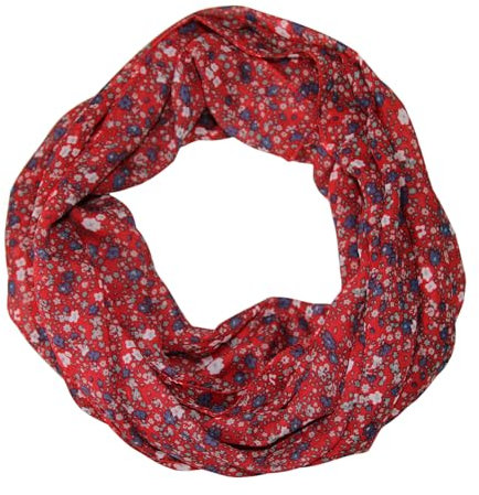 beybey® Blümchen Damen Loop Schal aus Seide und Baumwolle und in herrlichen Farben. (rot marine)