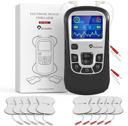 Auxoliev Dual Channel TENS Machine for Pain Relief，TENS & EMS Machine