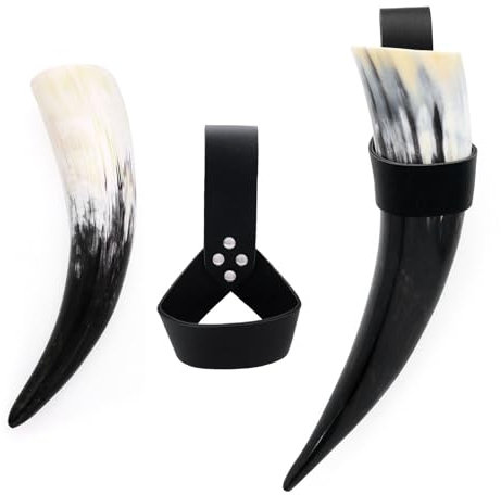 Boccale da birra con supporto in pelle medievale Vikinges Cup Boccale da birra Corno con fondine in pelle Costume Halloween Cosplay
