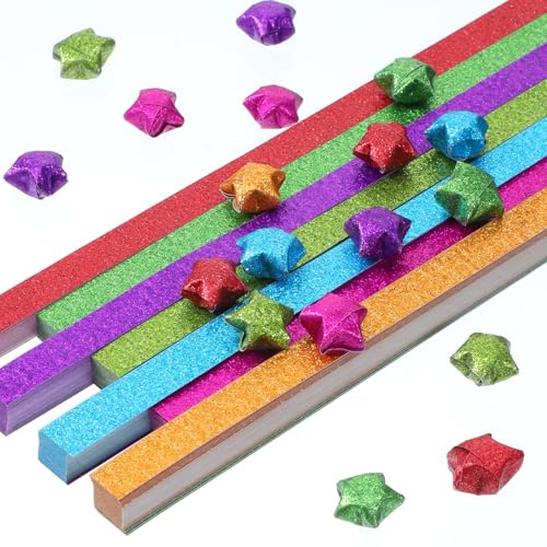 Origami-Stern-Papierstreifen, Glitzer-Origami-Sterne-Papier, DIY-Papier-Sternstreifen, Origami-Stern-Dekorationspapierstreifen für DIY-Handwerk, 520 Blatt
