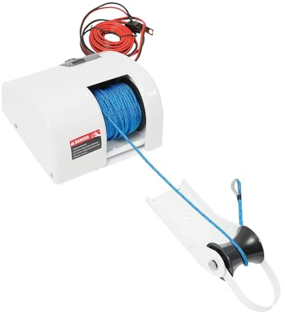 Zalydala Seilwinde 12v | Elektrische Ankerwinde für Boote bis 25lbs | 12V Fernbedienung (50m Reichweite) | IP65 Wasserdicht | Salzwasserfest mit 30m Ankerseil | Einfache Installation