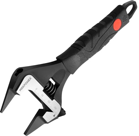 MAXPOWER 6-inch 150mm Adjustable Wrench, Slim Jaw Adjustable Wrench with Soft Grip, Wide Jaw Large Opening, SAE and Metric Scale Marked, Ergonomic Grip