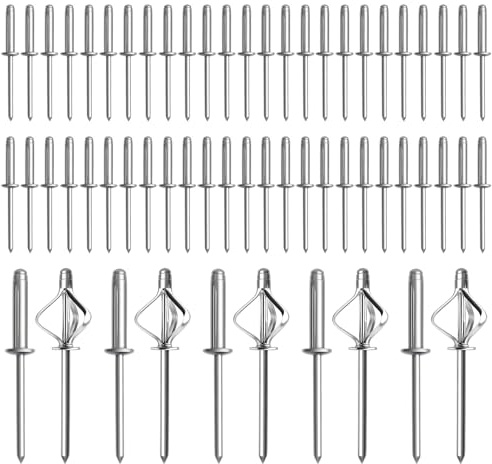 60 Pièces Rivets Aveugles En Aluminium,48 * 25mm Assortiment De Rivets Pop | Rivets Pop Aluminium,Rivets Aveugles à TêTe Large,Rivet Pop Pour machine à riveter pneumatique ou manuelle