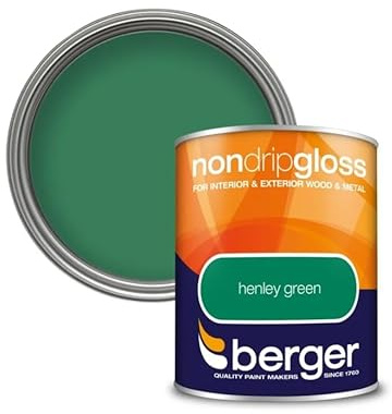 SuperGift.com Non Drip Gloss Paint Henley Green 750ml – High Gloss Finish for Wood & Metal, Easy-Apply Trim Paint for Doors, Skirting, Radiators & DIY Projects