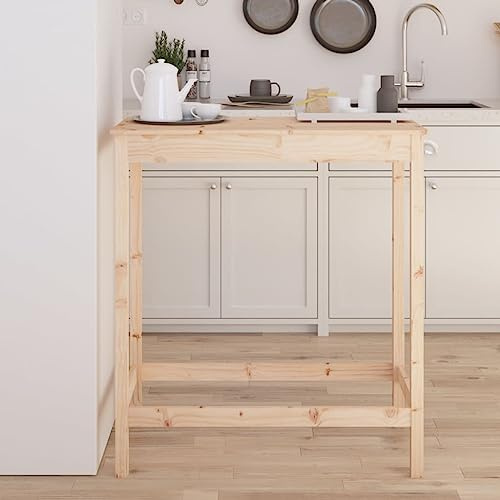 Mokuyary barbord 100 x 50 x 110 cm massivt trä furu barbord högt, bistrobord, högbord för kök vardagsrum matsal