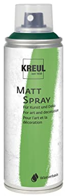KREUL 76324 - Farbspray grün, 200 ml, klassisch matte Sprühfarbe auf Wasserbasis hochpigmentiert und wasserfest styropofest für Innen und Außen