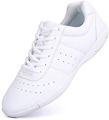 Mfreely Cheer Shoes for Women White Cheerleading Athletic Dance Shoes Flats Tennis Walking Sneakers for Girls White Size 7