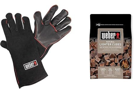 Weber Gants de Protection, Noir avec Cubes Allume-Feux , Brun, Lot de 48