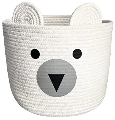 Bigepige Cesto Ropa Sucia, Cesto Juguetes Infantil, Cesta Organizadora Bebe Almacenaje Juguetes Organizador Baño Oso blanco Decoracion Habitacion