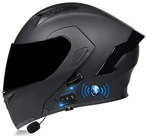 Motorradhelm Motorrad Klapphelm Integrierter Motorradhelm mit Anti-Fog-Doppelvisier DOT/ECE-Zugelassener Vollgesichts Motorrad Rennhelm für Erwachsene Männer und Frauen