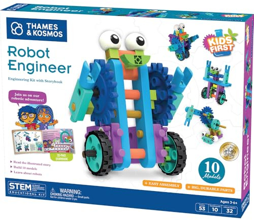 Thames & Kosmos Kids First Robot Engineer STEM Experiment Kit for Young Learners | Build 10 Non-Motorized Robots | Play & Learn with Storybook Manual | Parents’ Choice Gold Award Winner