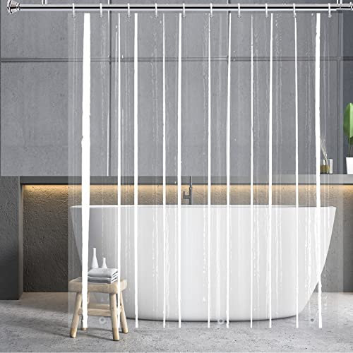 YISURE Duschvorhang Transparent 200x240 mit Magnet, PEVA Duschvorhang durchsichtig klar ÜBERLÄNGE Wasserdicht, Breite 200 x Höhe 240cm
