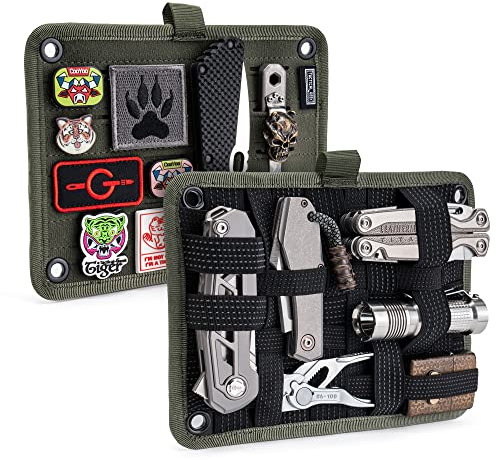 TACTICAL GEEK TCM EDC Organizer Board, Rucksack Anti-Rutsch Elastisches Gewebtes Board für Reiseausrüstung, Elastisches Gitterorganizer für Elektronikzubehör Reisekabel Ladegeräte und Mehr, Grün