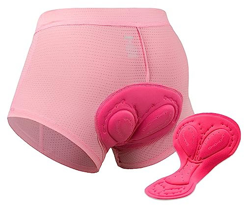 JEPOZRA Sports Damen Fahrrad Unterwäsche Gepolstert Sitzpolster Atmungsaktiv Fahrradunterhose Kurz Radlerhose funktionsunterwäsche (S,Rot)
