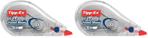 Tipp-Ex 95957 Korrekturroller Mini Pocket Mouse, 6 m x 5 mm, 2er Pack, Ideal für das Büro, das Home Office oder die Schule