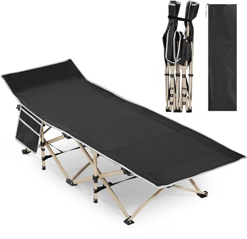 Yaheetech Feldbett Gästebett Campingbett Camping Reisen Bett klappbar bis 150kg belastbar mit Transporttasche 186 x 66 x 52 cm, Schwarz