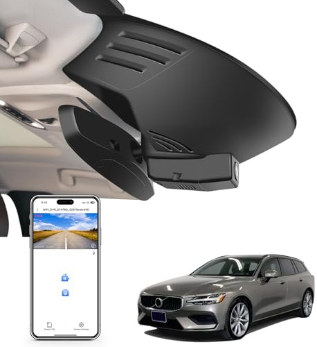MANGOAL 4K UHD 2160P Dash Cam, Integrerat OEM-utseende Dashcam, Anpassad för Volvo S60 V60 T5 T6 T8 B5 2019 2020 2021 2022 (Modell A), Loopinspelning,G-Sensor,WiFi & App,Lätt att installera,64 GB kort
