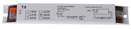 AXTGBHL Reattori for lampade Fluorescenti con reattore elettronico T8 ad Ampia Tensione 220-240 V CA 36 W