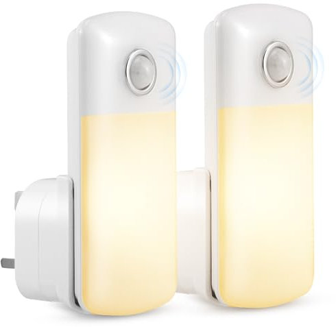 2 Pack LED Motion Sensor Night Light, 4 in 1 LED Power Failure Light, Rechargeable Plug in Emergency Flashlight, Portable Dimmable Nightlights, for Kids Adults Home Power Failure