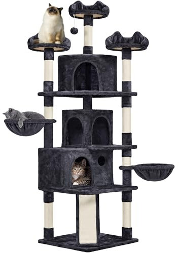 Yaheetech 194cm Large Cat Tree, Multi-Level Cat Tower with 3 Big Comfy Condos, Scratching Posts, 3 Cozy Perches, 2 Baskets, Activity Center for Indoor Cats