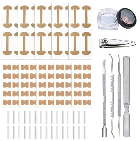 vaolmlop Juego de herramientas de uñas encarnadas,CorreccióN de Uñas Los Pies 105 piezas,Kit de Corrección de Uñas Encarnadas,Corrección de Uñas Encarnadas,Corrección de Uñas de Los Pies