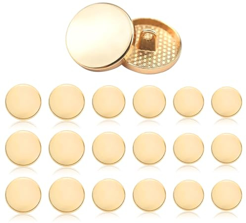 18 Pcs Gold Buttons for Blazer, Metal Buttons, 3 Sizes Round Metal Sewing Button, Detachable Gold Blazer Button, Vintage BrassButton for Coat, Jacket, Suit and Shirt (25mm/15mm/10mm)
