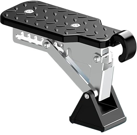 Pedales Freno Estribos Auxiliares Universales Para Vehículos, Fabricados Aleación Aluminio Cromado Con Gancho, Para Facilitar El Acceso. Pedal Coche(Negro)