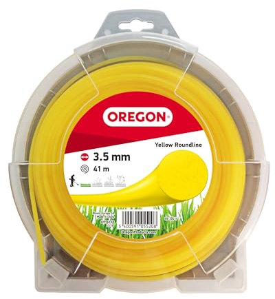 Oregon Yellow Round Hilo Redondo para Desbrozadora 3.5mm, Corta Hierba Alta, Maleza y Vegetación Densa, Hilo de Nylon de Alta Resistencia, Compatible con la Mayoría de Modelos, 3.5mm x 41m (69-376-Y)