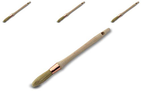 Pinceau de pouce à rechampir | Brosse ronde soie blanche | Lot de 3 | Ø 15 mm | Peinture rénovation volets moulure plinthe angle persienne | Kibros 371D15_30cx3