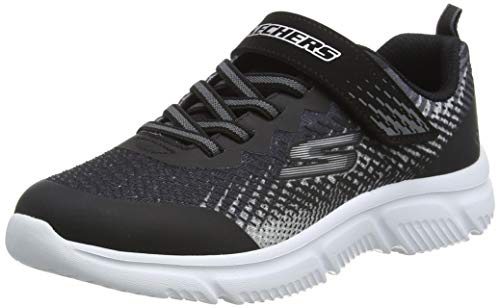 Skechers Go Run 650 Norvo, Boy's Sneaker, Black Gray Textile Black Synthetic Silver, 32 EU